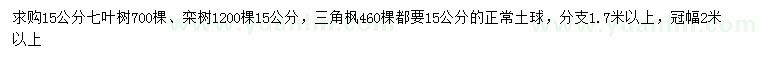 求購七葉樹、欒樹、三角楓