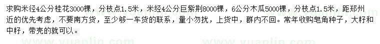 求購(gòu)桂花、巨紫荊、木瓜等