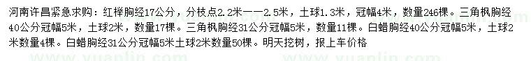 求購(gòu)紅櫸、三角楓、白蠟