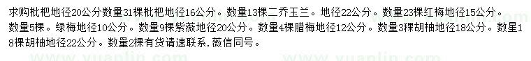 求購枇杷、二喬玉蘭、紅梅等