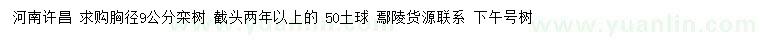 求購(gòu)胸徑9公分欒樹