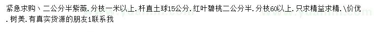求購(gòu)2.5公分紫薇、紅葉碧桃