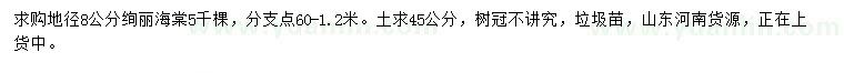 求購地徑8公分絢麗海棠