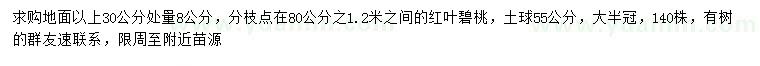 求購(gòu)30公分處量8公分紅葉碧桃