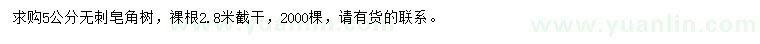 求購5公分無刺皂角樹