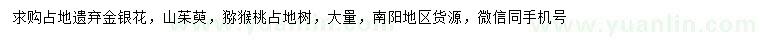 求購金銀花、山茱萸、獼猴桃