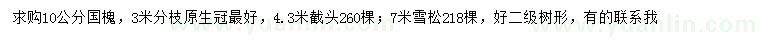 求購10公分國槐、7公分雪松