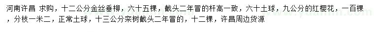 求購12公分金絲垂柳、9公分紅櫻花