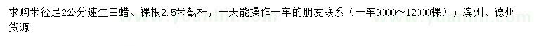 求購米徑足2公分速生白蠟