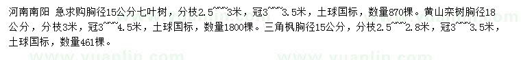 求購(gòu)七葉樹(shù)、黃山欒樹(shù)、三角楓