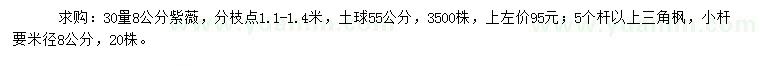 求購30量8公分紫薇、5個桿以上三角楓