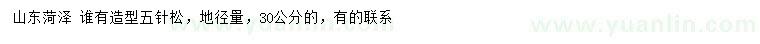 求購地徑量30公分造型五針?biāo)? />
                        <br />
                        <label style=