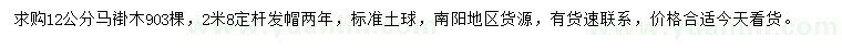 求購(gòu)12公分馬褂木