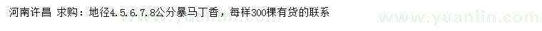 求購地徑4、5、6、7、8公分暴馬丁香