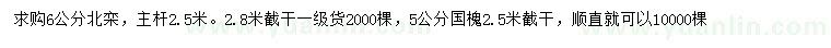 求購6公分北欒、5公分國槐