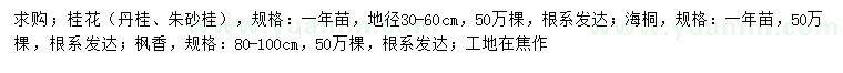 求購桂花、海桐、楓香