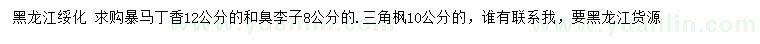 求購暴馬丁香、臭李子、三角楓