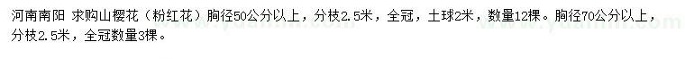 求購胸徑50、70公分以上山櫻花（粉紅花）