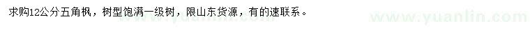 求購12公分五角楓