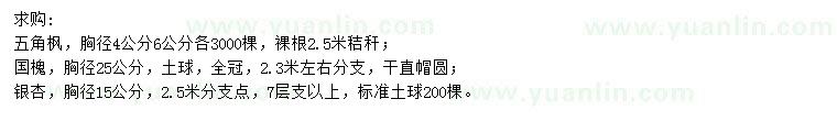 求購五角楓、國槐、銀杏