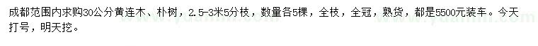 求購(gòu)30公分黃連木、樸樹(shù)
