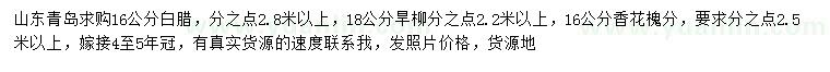 求購(gòu)白臘、旱柳、香花槐