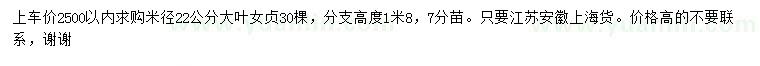 求購米徑22公分大葉女貞