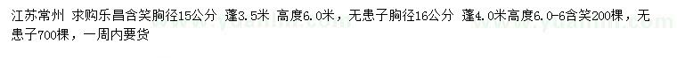 求購胸徑15公分樂昌含笑、16公分無患子
