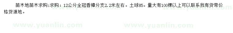 求購12公分香樟