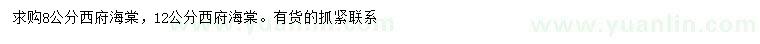 求購(gòu)8、12公分西府海棠