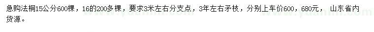 求購(gòu)15、16公分法桐