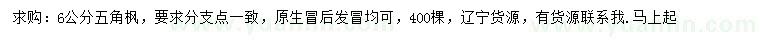 求購(gòu)6公分五角楓