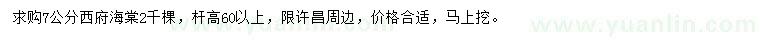 求購7公分西府海棠