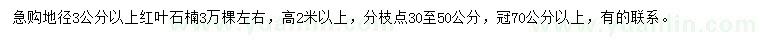 求購(gòu)地徑3公分以上紅葉石楠
