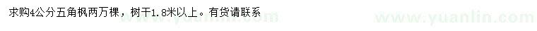 求購4公分五角楓