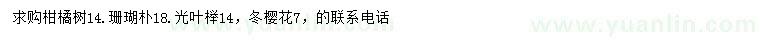 求購柑橘樹、珊瑚樸、光葉櫸等
