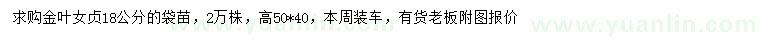 求購(gòu)18公分金葉女貞