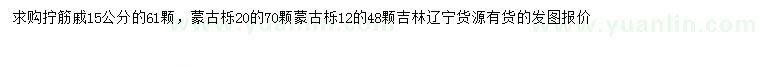 求購15公分擰筋槭、12、20公分蒙古櫟