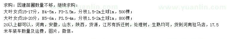 求購(gòu)大葉女貞
