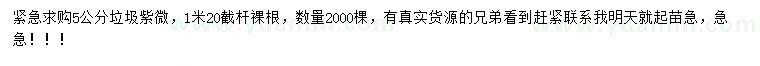 求購(gòu)5公分垃圾紫微