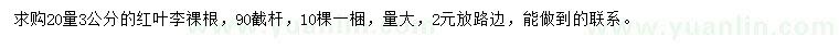 求購20量3公分紅葉李