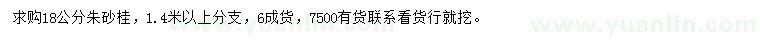 求購18公分朱砂桂