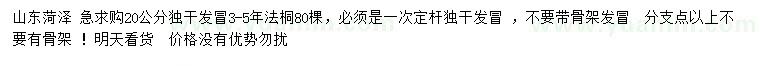 求購20公分法桐