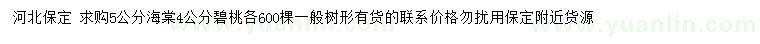 求購5公分海棠、4公分碧桃