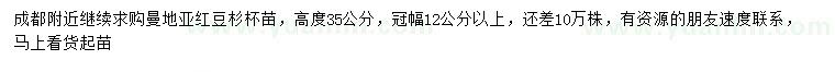 求購高度35公分曼地亞紅豆杉苗