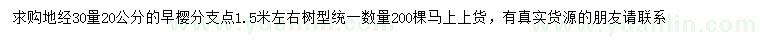 求購地徑30量20公分早櫻