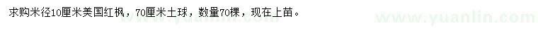 求購(gòu)米徑10公分美國(guó)紅楓