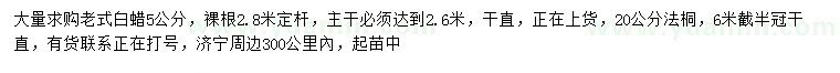 求購5公分老式白蠟、20公分法桐