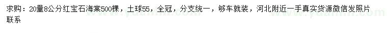 求購20量8公分紅寶石海棠