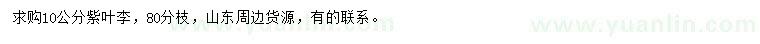 求購(gòu)10公分紫葉李